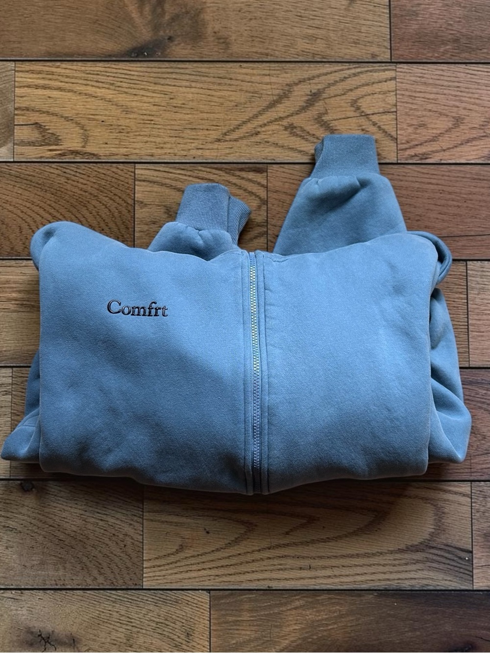 Comfrt Cloud Blue Full Zip Oversized Hoodie Size L